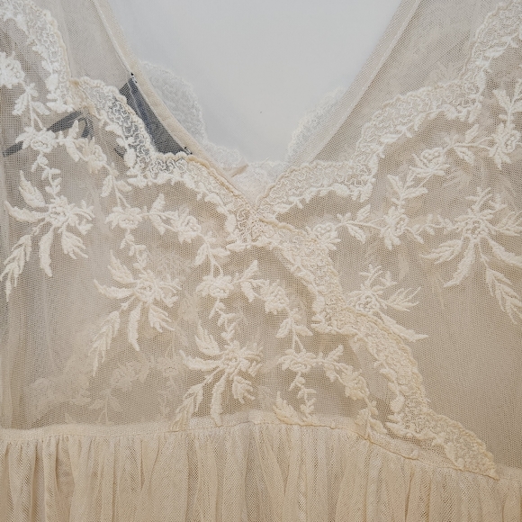 Dolls Kill Widow tea stained lace tiered mini dress - off white nude - Picture 6 of 9